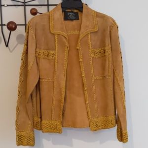 Embroidered Leather Suede Jacket Boho Western